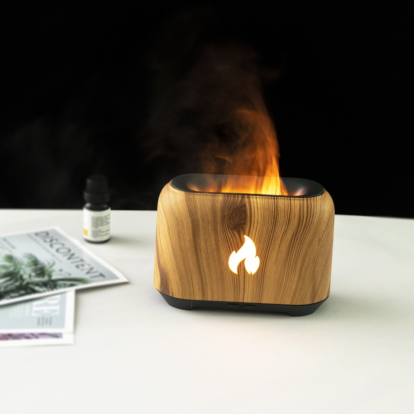 150ml Aroma Diffuser Hollow 3D Flame 5V Color Light Spray Humidifier USB Aroma Diffuser