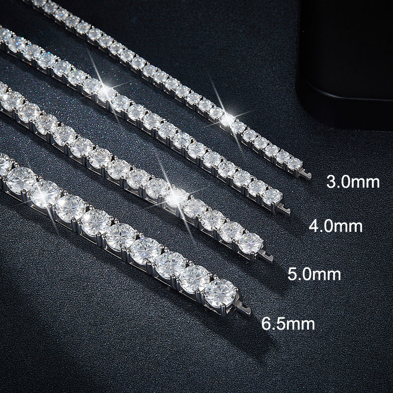 Classic four-claw 30 minutes 50 minutes 1 carat full circle D color VVS Moissanite 925 silver tennis bracelet
