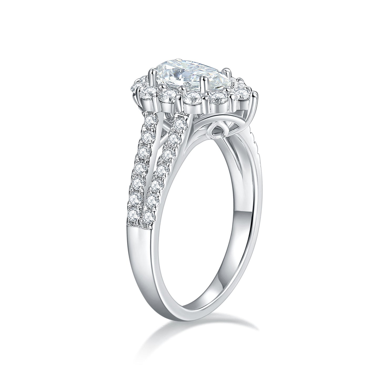 Water drop pear shaped 5*8mm full moissanite silver plated 18k gold ring