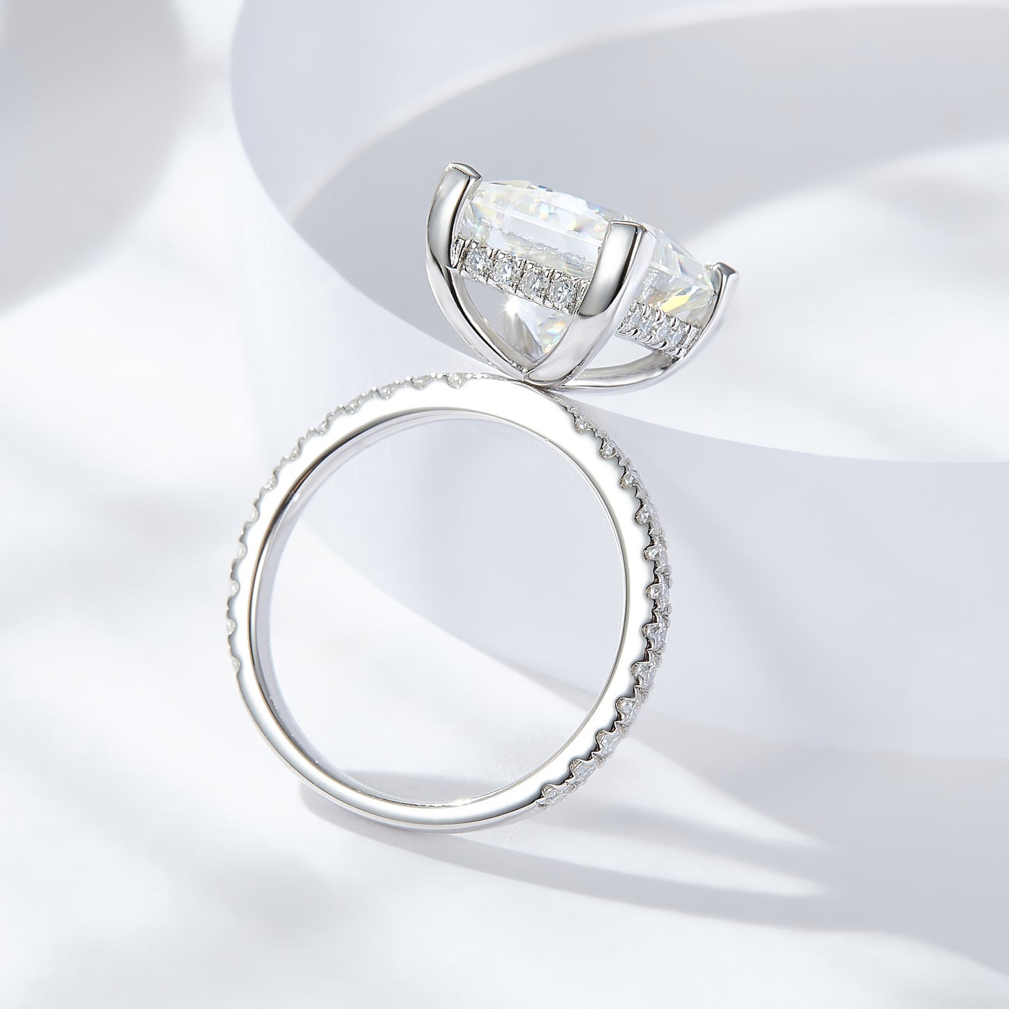 9.5mm 5 carat full moissanite silver ring